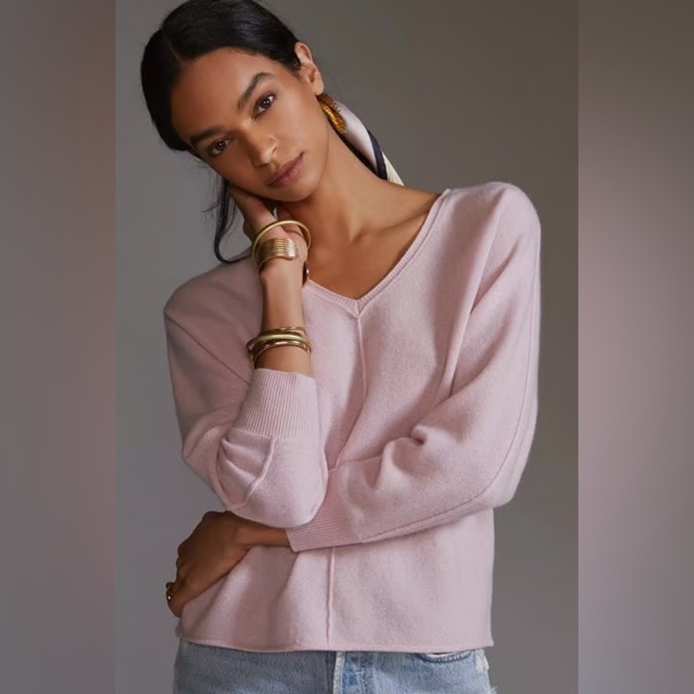 Anthropologie pilcro open back cashmere sweater in pink - Picture 1 of 6